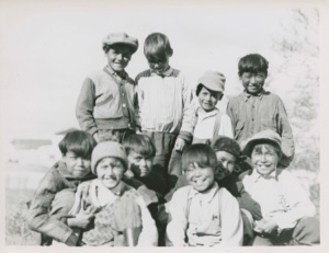 Image of Ten Eskimo [Inuit] boys  [one is Julius Saimut]